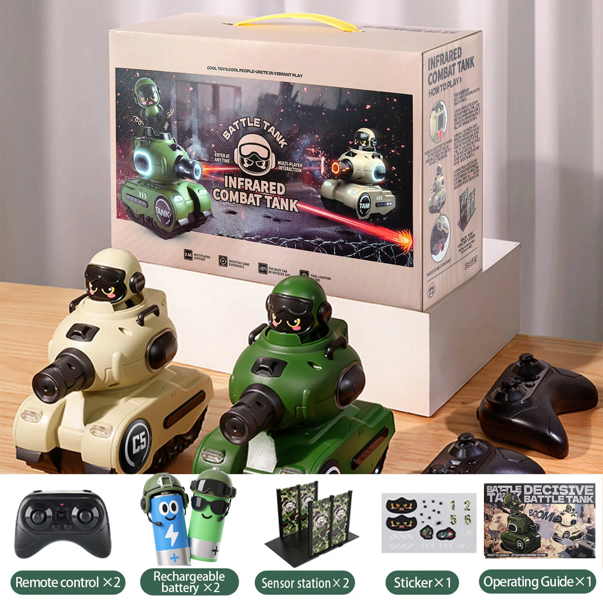 2-Pack RC Infrared Battle Tanks